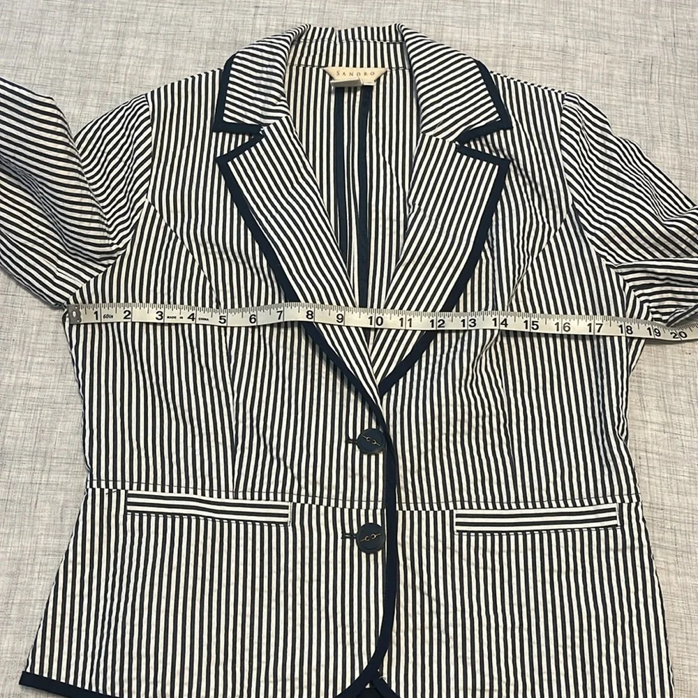 Sandro seersucker navy white stripe blazer - Picture 10 of 13